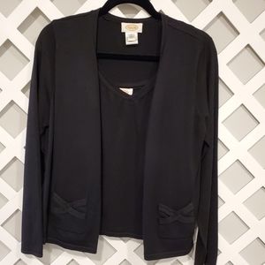 Talbots Black Silk/Nylon Cardigan & Tank M